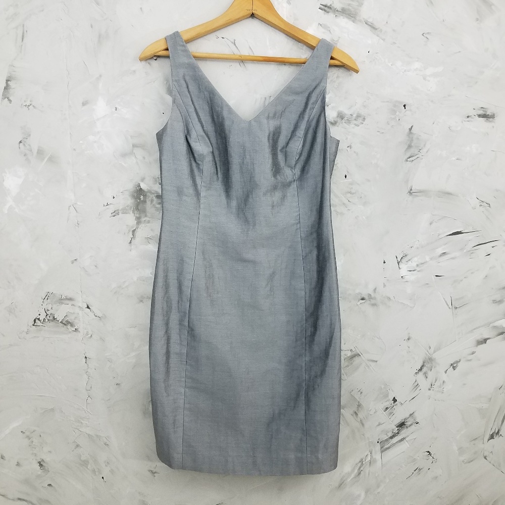 LOFT Silvery Gray Linen Cocktail / Evening Dress